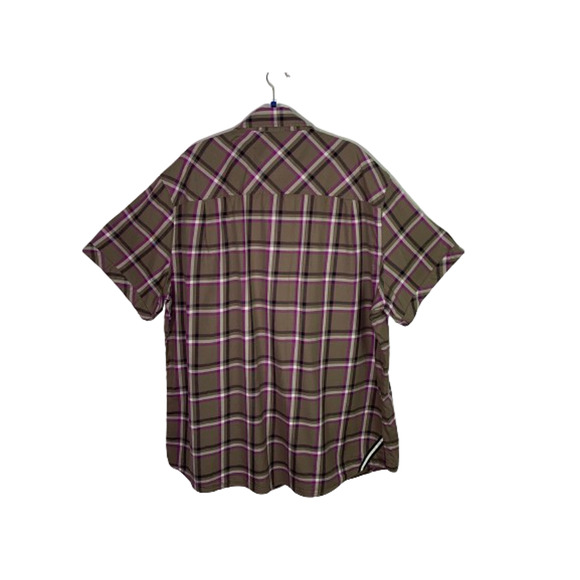 CAVI Mens 6XL Purple Gray Plaid Short Sleeve Button Up Shirt *See Measurements - Picture 4 of 10